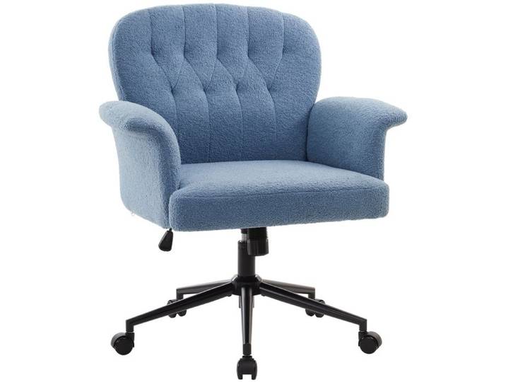 IWMH Chaise de bureau Fauteuil pivotante réglable en hauteur Siege pour coiffeuse chambre à coucher bureau à domicile - Bleu
