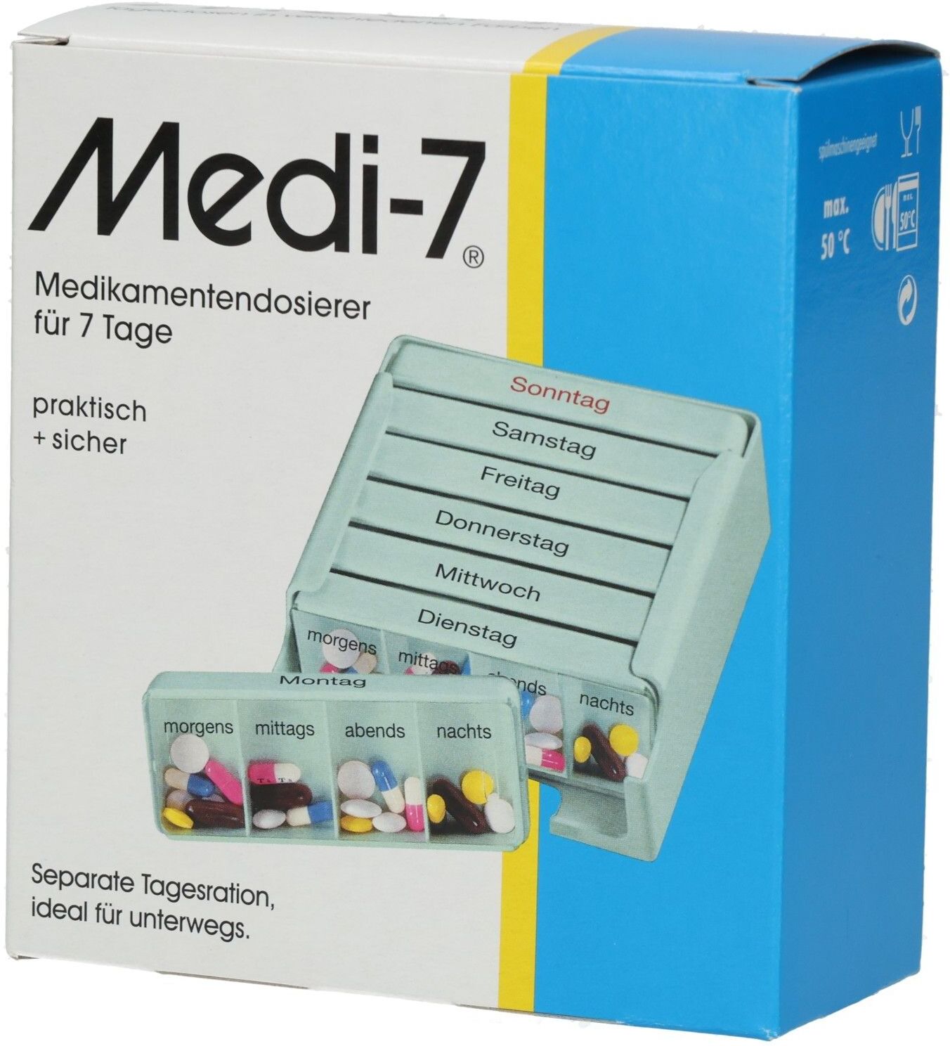 Medi-7 Medikamentendosierer für 7 Tage, türkis Dose 1 St 1 St Dose