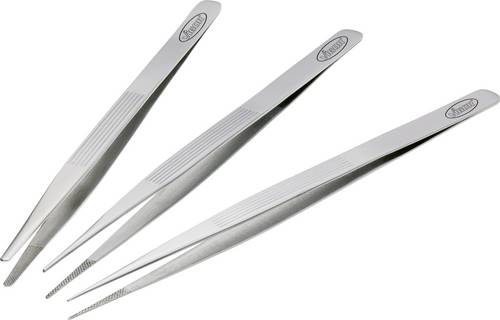 Vigor V1438 Pinzetten-Set 3teilig Flach-rund, Stumpf, Spitz