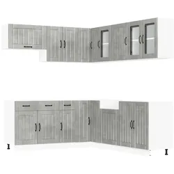 vidaXL 11-tlg. Küchenschrank-Set Lucca Betongrau Holzwerkstoff