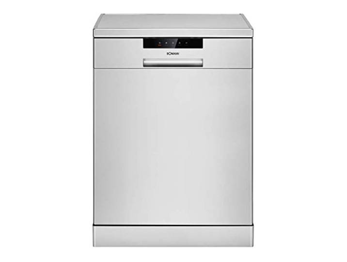 Bomann GSP 7410 Geschirrspüler, Stand/Unterbau, 60 cm Ausführung, 14 Maßgedecke, 6 Programme, LED- Display/Kontrollanzeigen, Reinigungstemperaturen 45°C - 65°C, Edelstahl, silber [Energieklasse E]