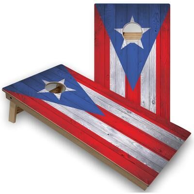 Skip's Garage Puerto Rico Flag Outdoor Cornhole Set