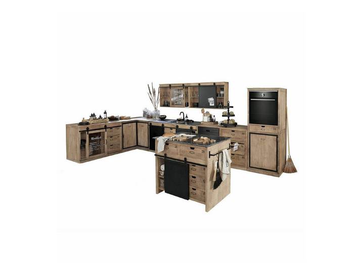 Mirabeau Küchenzeile Küche 5er Set Oakland braun/schwarz