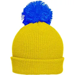 Myrtle Beach Unisex Strickmütze mit Umschlag und Pompon Bommel-Mütze MB7967 yellow/azur one size