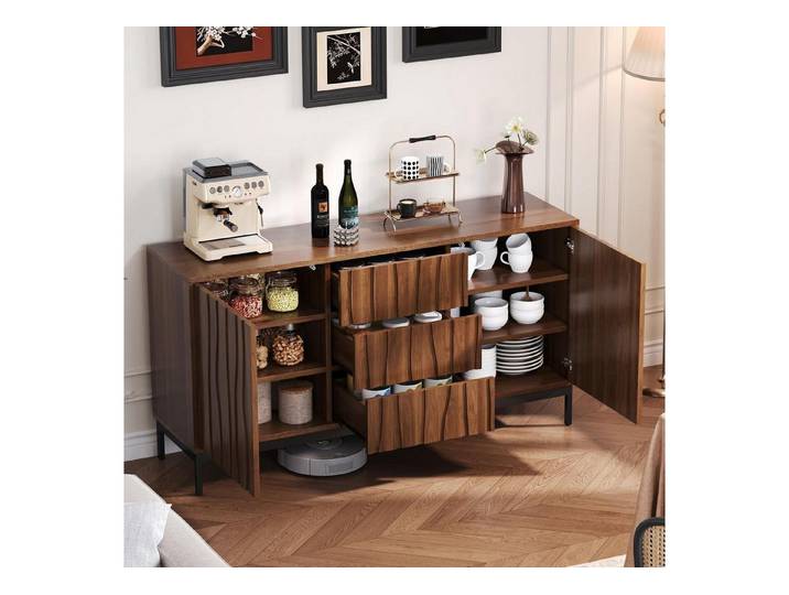 LuxusKollektion Sideboard Sideboard 150cm Eiche dunkel Eiche Dunkel Gemasert 1 150x40x80cm (1 St)