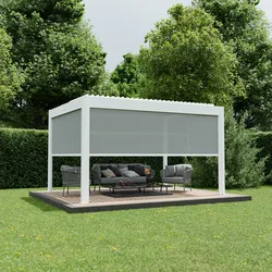 Ximax Seitenmarkise für Lamellendach Pergola Shade 400 cm weiß / hellgrau Elektrisch