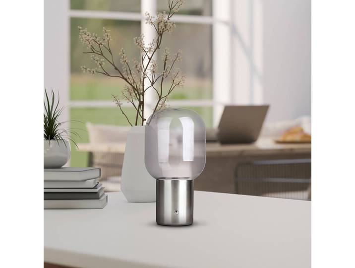 Näve Fensterbank Tischlampe Albero, dimmbar, alu / grau / zink, für Wohn- / Esszimmer, Aluminium, Modern, Tischlampe