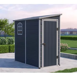 Hortus M | Kunststoff Gerätehaus | Anlehngerätehaus | 1x2 m - Anhtrazit