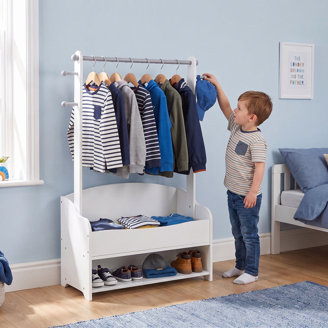 Liberty House Toys Hanging Rail with Extra Storage White/Grey 55cm L