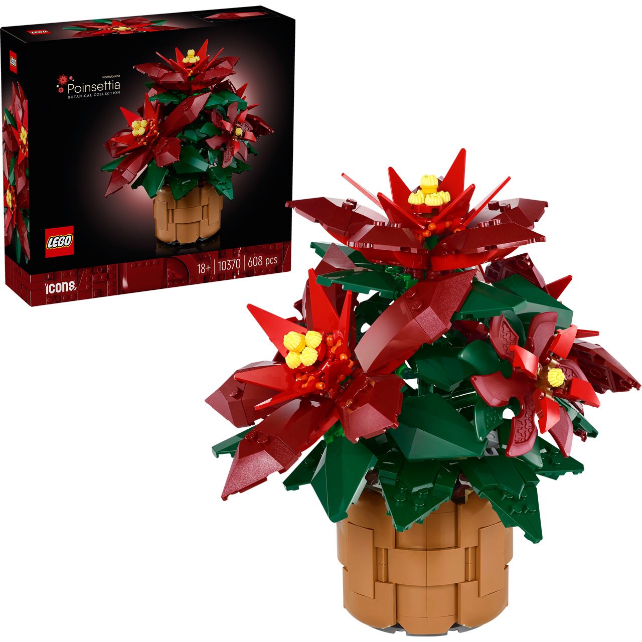 LEGO Botanicals 10370 Weihnachtsstern, Bauset für Erwachsene, Pflanzendeko
