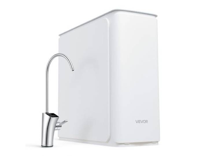 VEVOR Umkehrosmoseanlage Untertisch 1200 GPD 8-stufig Wasserfilter Tanklos für Haushalt, 2:1 Reinwasser zu Abwasser, pH 7,5–8,5, Smarter Edelstahlhahn mit TDS-Anzeige, Filterwechsel in 3 Sekunden, CE