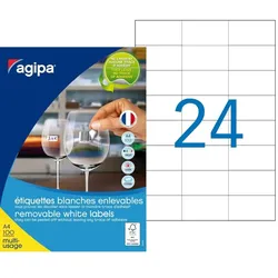 agipa Universal-Etiketten, 70 x 37 mm, weiß, rechteckig