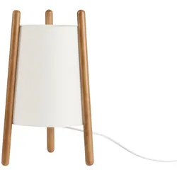 LEDS C4 Tischleuchte WOODY, E27, Höhe 41cm, Holz beige / Textilschirm weiß LEDS-10-8106-14-14