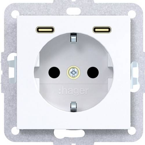 Hager Schutzkontakt-Steckdose Lichtweiß (glänzend) WAS4055WG 1St.
