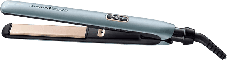 Plancha de pelo - Remington Shine Therapy PRO, Revestimiento cerámica, Tecnología iónica, Azul