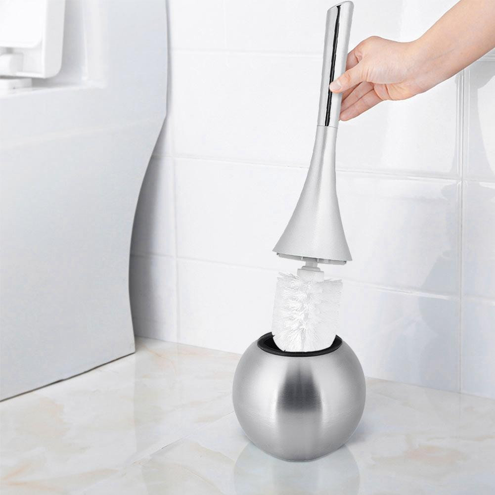 Cocosity toiletborstel set met houder en afdekking, zilver