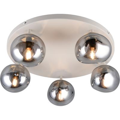 S.OLIVER Deckenleuchte "ANJELLA, Deckenlampe exkl. E14, in warm grey (beige) + smoke Glas", silber (greige rauchglas), 5, Ø 14,5cm H: 20cm, 1 Stk., Leuchten, mit mundgeblasenen Glasschirmen in rauchgrau, max 10W, Deckenleuchte