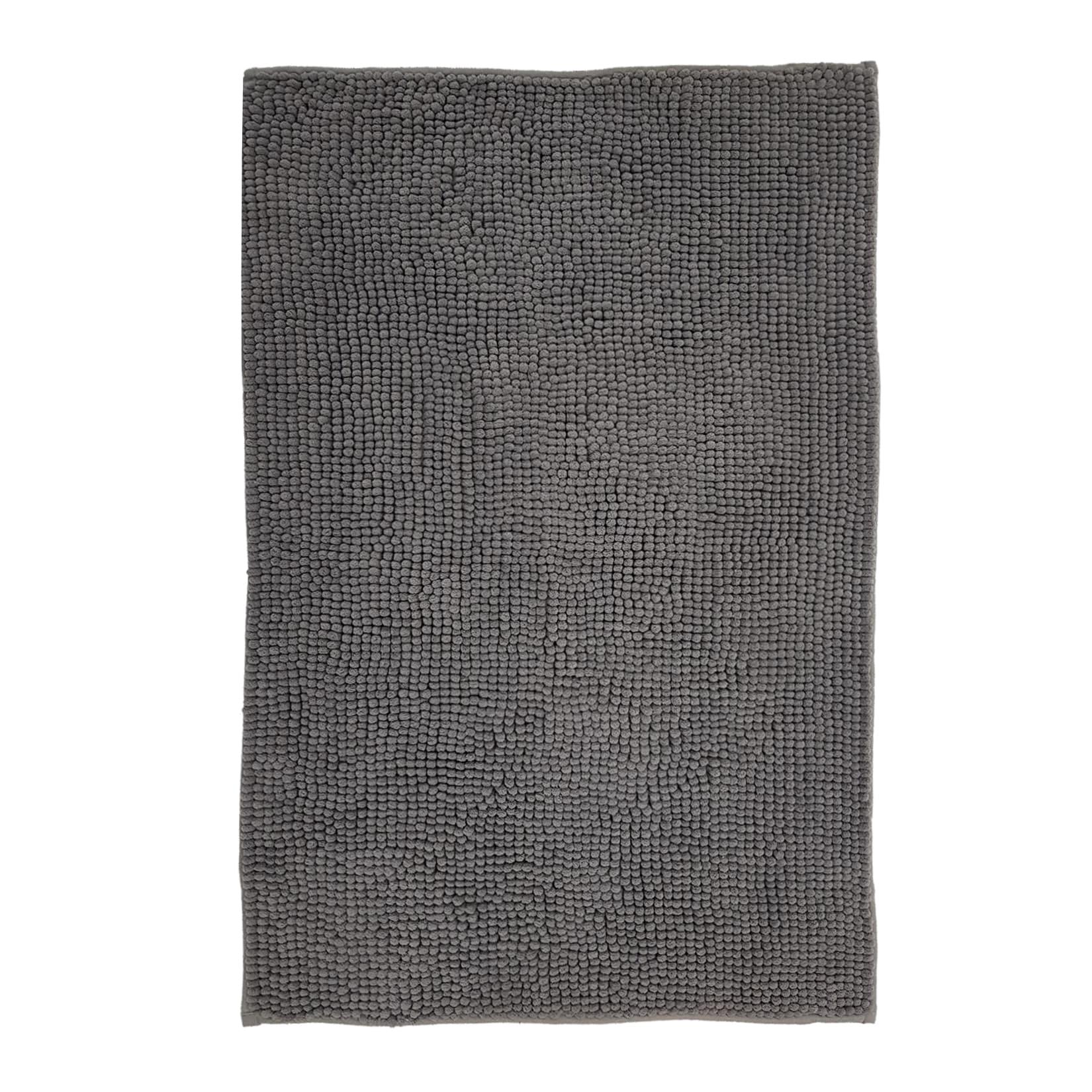NYVI Badematte NYVISpa Chenille - Badezimmerteppich - Rutschfest, Saugfähig, Schnell Trocknend, Fußbodenheizung geeignet, Waschbar, Weich Farbe:Grau;Größe:Badematte 70x120 cm