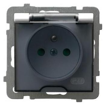 Ospel Spritzwassergeschützte Steckdose mit Erdung IP-44 mit Blenden für Strompfade, weiß transparent D (GPH-1GZP/m/00/d)