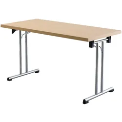 bümö Klapptisch Buche 138 x 69 cm klappbar & stapelbar, klappbarer Schreibtisch, Klappschreibtisch, Tisch klappbar, Klappbarer Tisch, Klapptisch