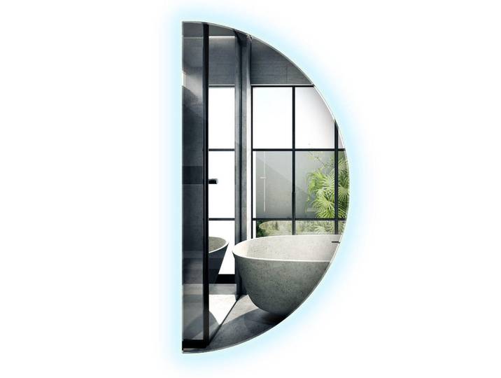 Wallfluent Led-Spiegel 30x60 cm Kaltweiß 6000K, Blau, Glas, Organisch, 30x60x0.4 cm, Spiegel, Wandspiegel