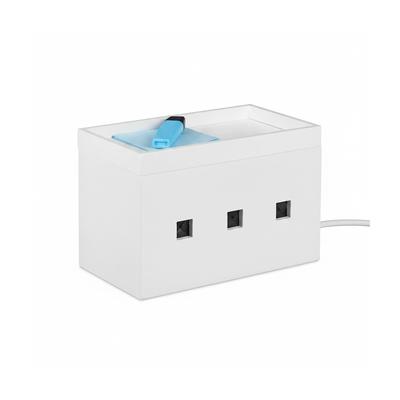 Relaxdays Kabelbox Bambus, Steckdosenleiste & Kabel verstecken, Kabelmanagement Schreibtisch, HBT 16,5x25,5x14cm, weiß