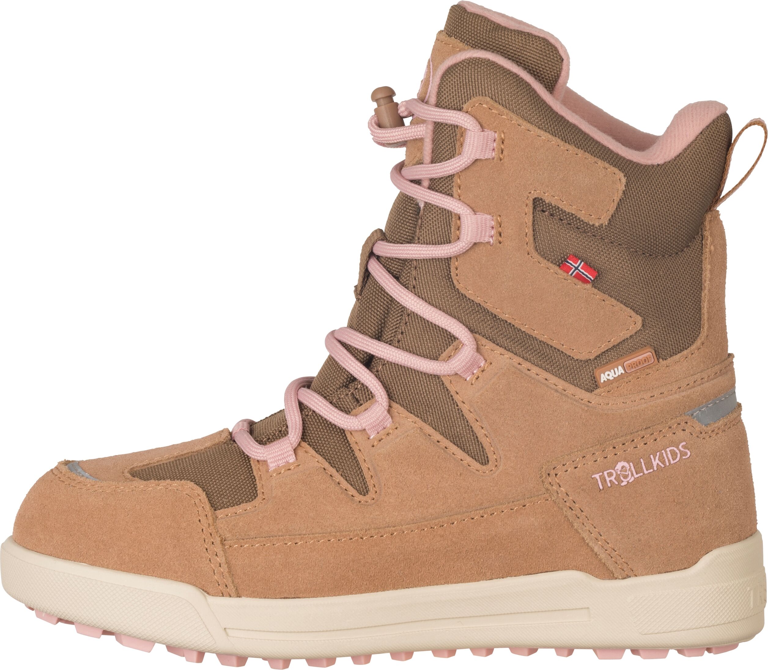 Winterstiefel TROLLKIDS "KIDS FINNMARK WINTER BOOTS", Mädchen, Gr. 30, wärmend, braun (braun ochre), Leder, Synthetik, Schuhe Winterstiefel, Snowboots, Winterstiefel, Winterschuhe, wasserdicht braun ochre 30, wärmend