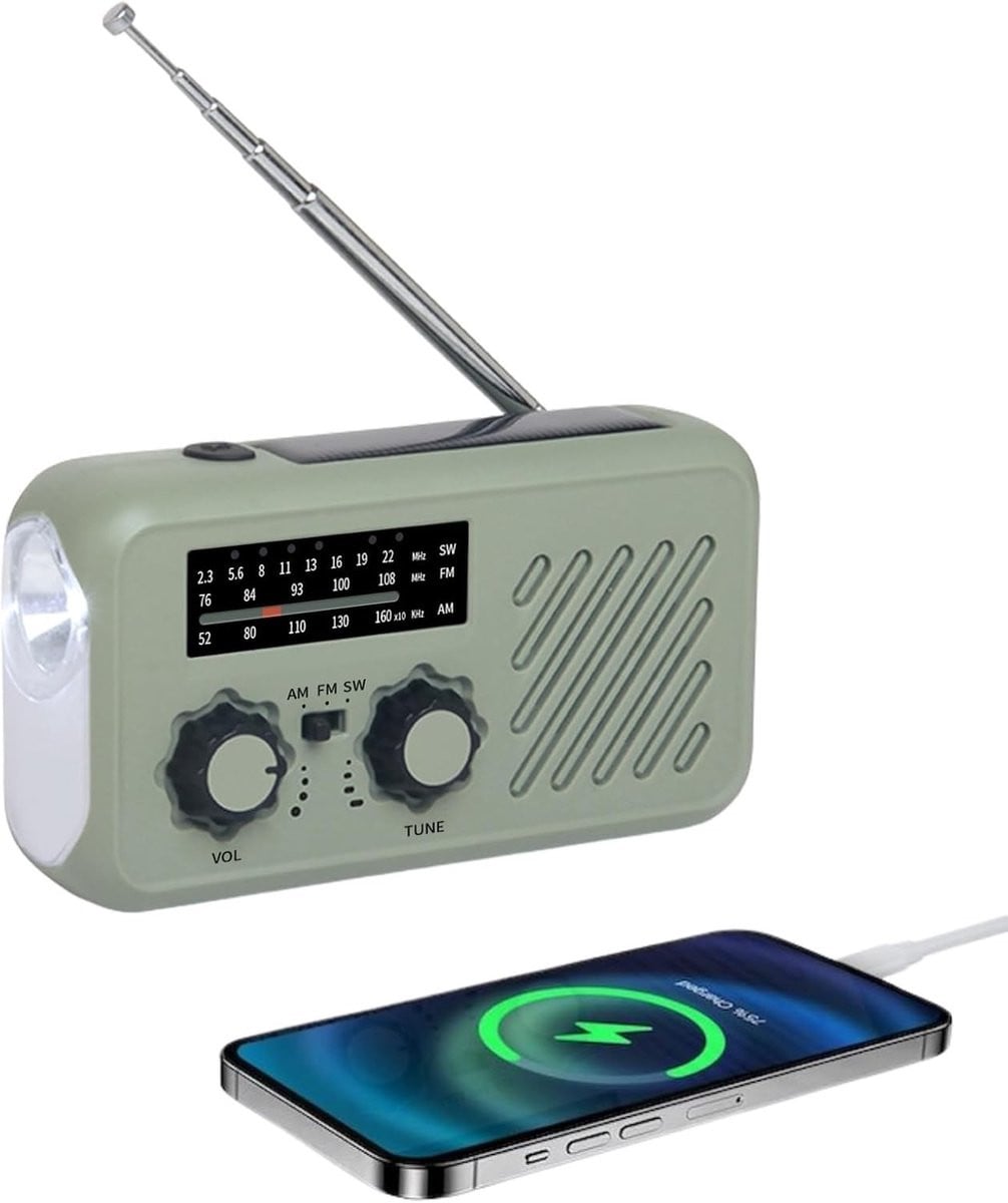 Draagbare Bluetooth AM FM SW Noodradio met USB en oplaadbare accu