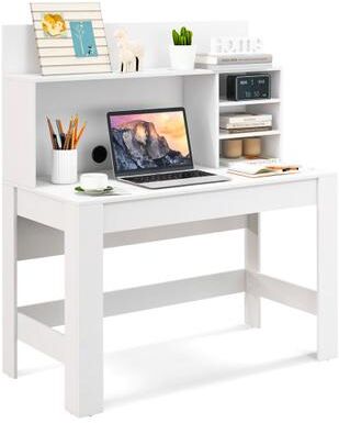 Costway 48 Inch Writing Computer Desk with Anti-Tipping Kits and Cable Management Hole-White