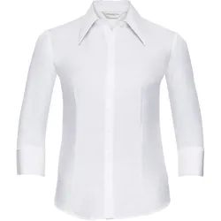 Russell Collection Körperbetonte Tencel® Bluse - 3/4 Arm, white, XS