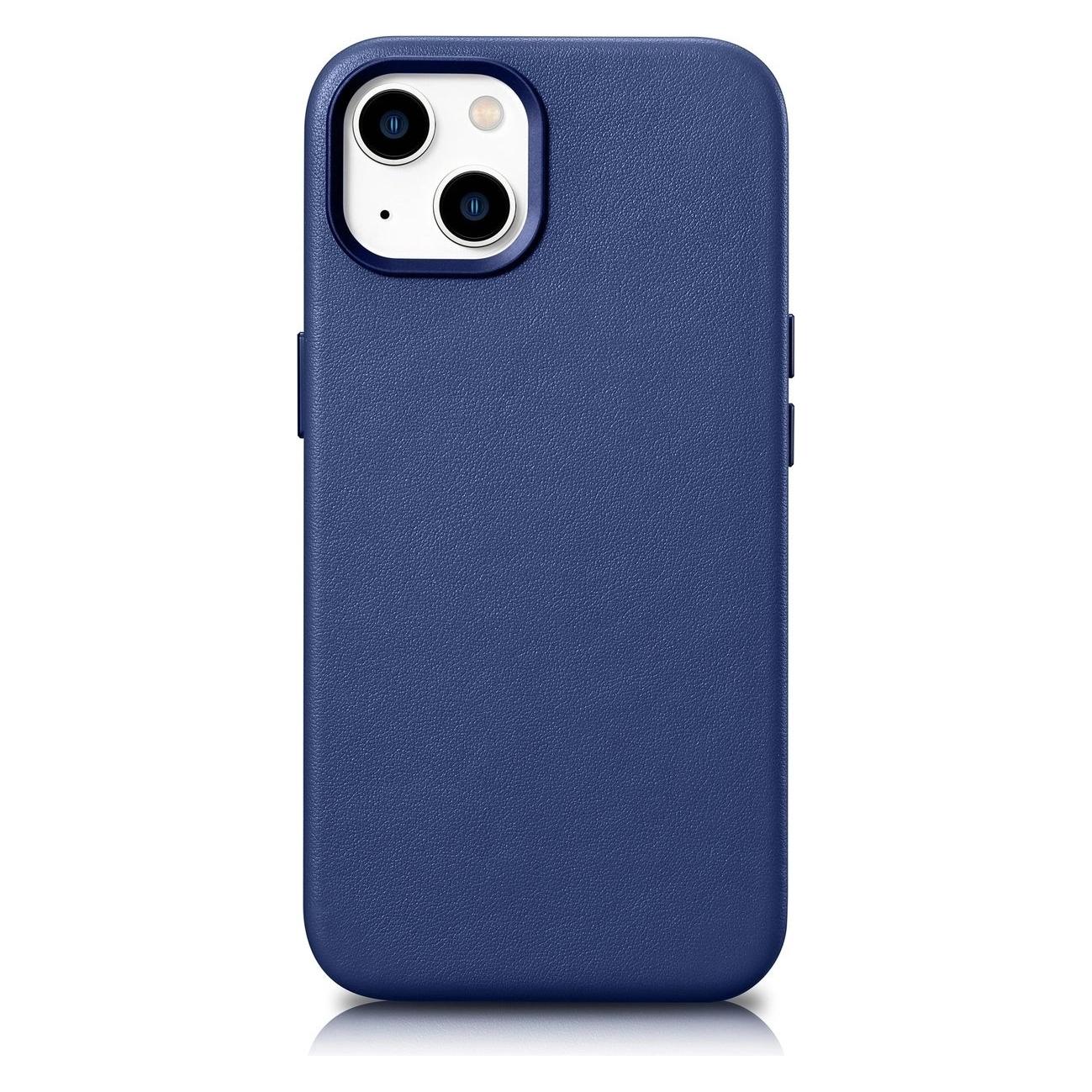 iCarer Icer Case Lederhüllen für iPhone 14 Plus Echtlederhülle Blau (MagSafe) (Apple iPhone 14 Plus) (WMI14220707-BU)