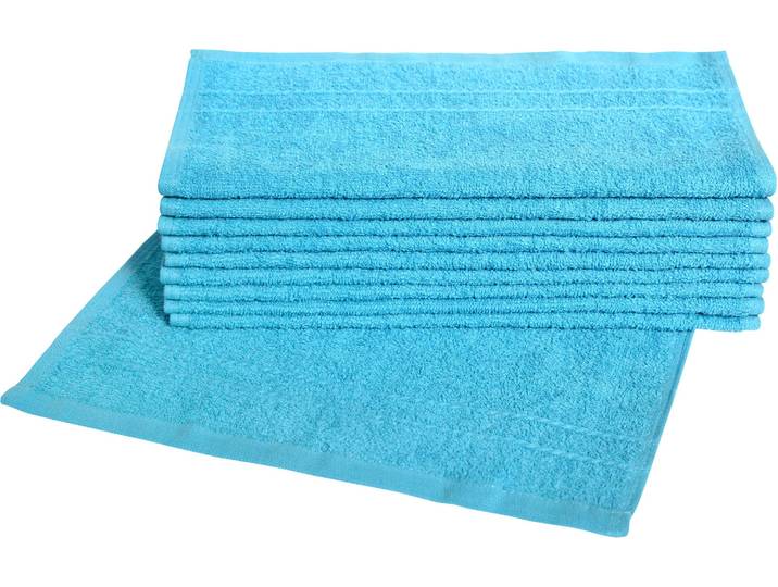 Waschlappen DYCKHOFF Kristall , blau (türkis), B:30cm L:30cm, Frottier, Waschlappen, Waschlappen, mit Bordüren