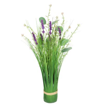 Kunstpflanze I.GE.A. "Künstlicher Grasbund mit Blüten", lila (violett), B:15cm H:45cm L:15cm, Kunststoff, Kunstpflanzen, Kunstpflanze, Grasbusch Deko Kunstblumen Kunstgras Grünpflanze Gräser Sträucher
