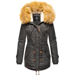NAVAHOO Damen Hochwertiger Wintermantel Winterparka mit großem Kunstfell La Viva