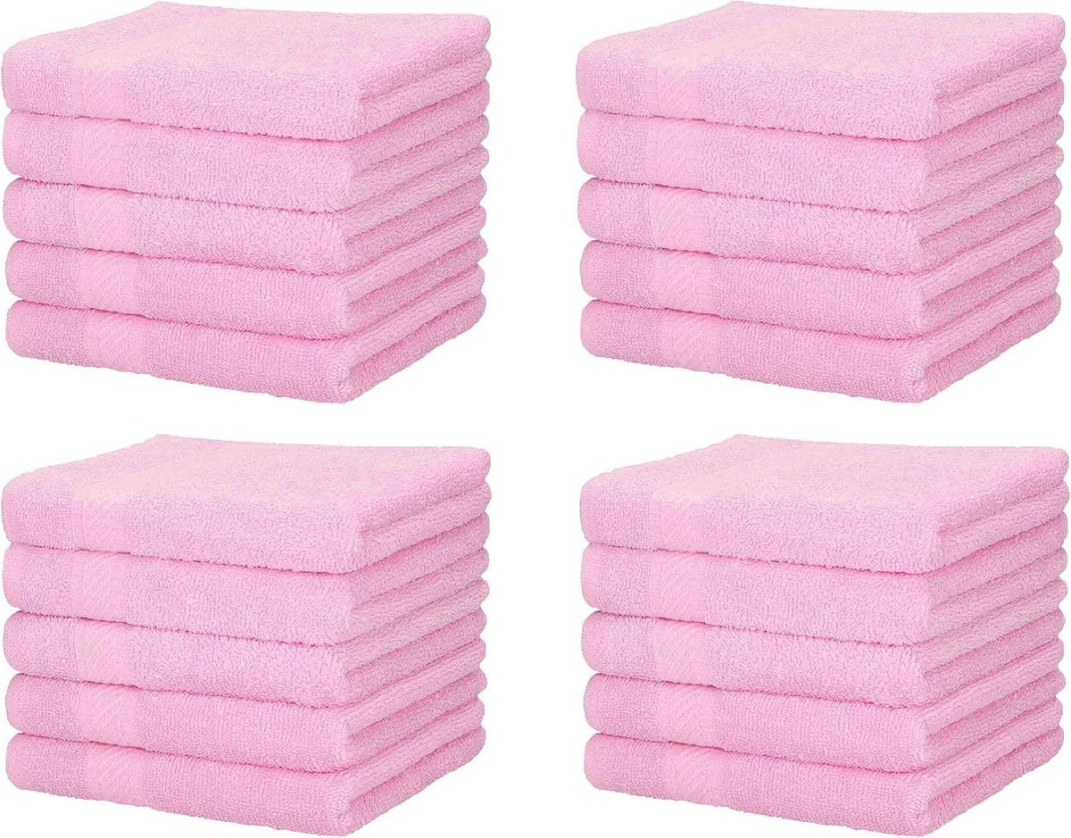 Set van 20 roze gezichtsdoeken van hoogwaardig katoen, 30 x 30 cm