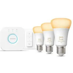 Philips Hue White Ambiance Starter Set mit 3 x E27 Lampen 8W twie 75W unable White & Bridge &  Dimmschalter