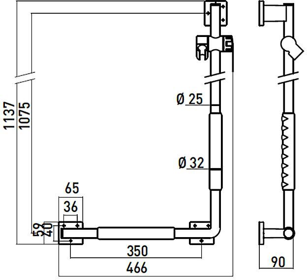 Emco system 2 Dusch-Haltegriff links, Accessoires, 357021208, chrom - chrom