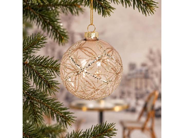 Weihnachtskugel aus Goldglas mit Glitzer
