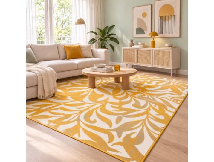 Pergamon Samba - Tapis de Designer Moderne - Fleurs Curry Jaune