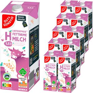 Gut&Günstig Milch fettarme H-Milch, Fettgehalt 1,5%, laktosefrei, ultrahocherhitzt & homogenisert, 10x 1 Liter