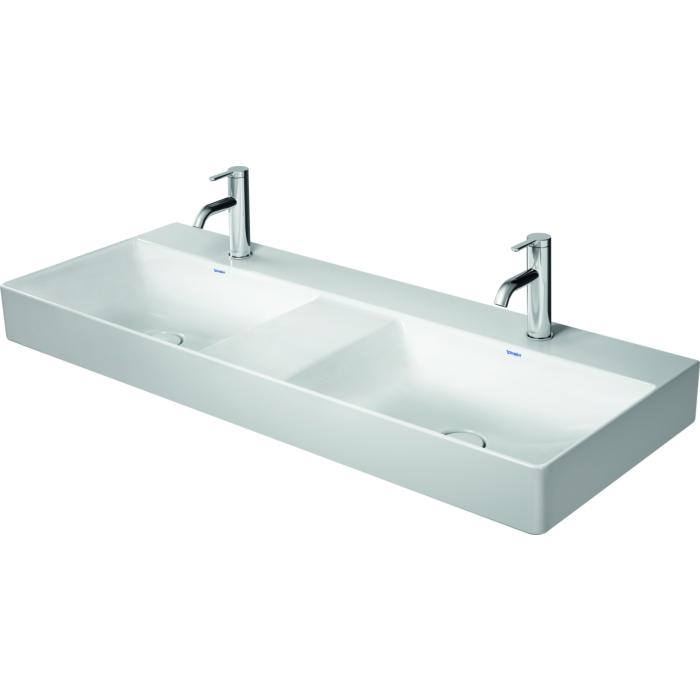 Duravit DuraSquare Möbel-Doppel-Waschtisch 23531200441 120 x 47 cm, ohne Überlauf, mit Hahnlochbank, 3 Hahnlöcher, weiß WonderGliss