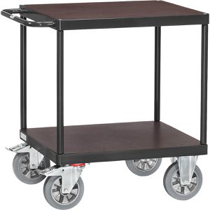 Fetra Tischwagen 12497-7016 Grey Edition, aus Metall & Holz, mit 2 Etagen, Tragkraft 1200kg, 700 x 700mm