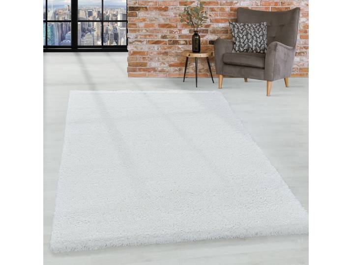 Homebyhome Tapis Shaggy unicolore Blanc Tapis 280x370 cm Tapis Salon Chambre Doux à Poils Longs