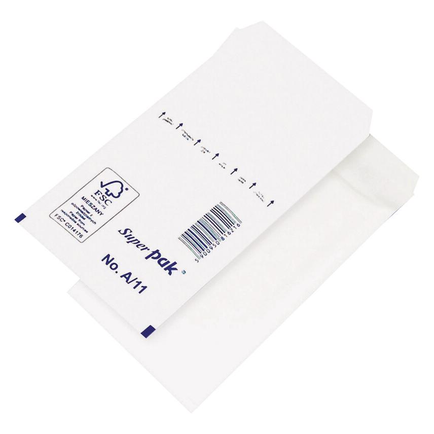 Office Products Selbstklebender luftpolsterumschlag, hk, a11, 100x165mm/120x175mm, 10 stück, weiss (12 x 17.5 cm, 10x) (15321112-14)
