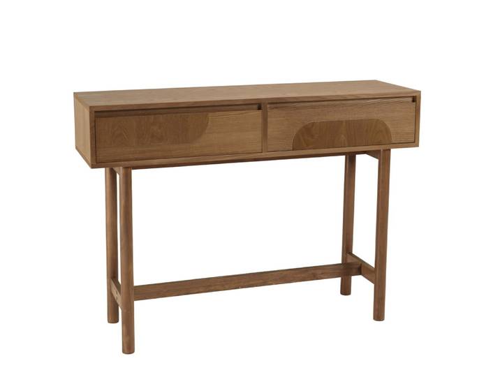Console couleur naturelle 2 tiroirs décor motif arrondi