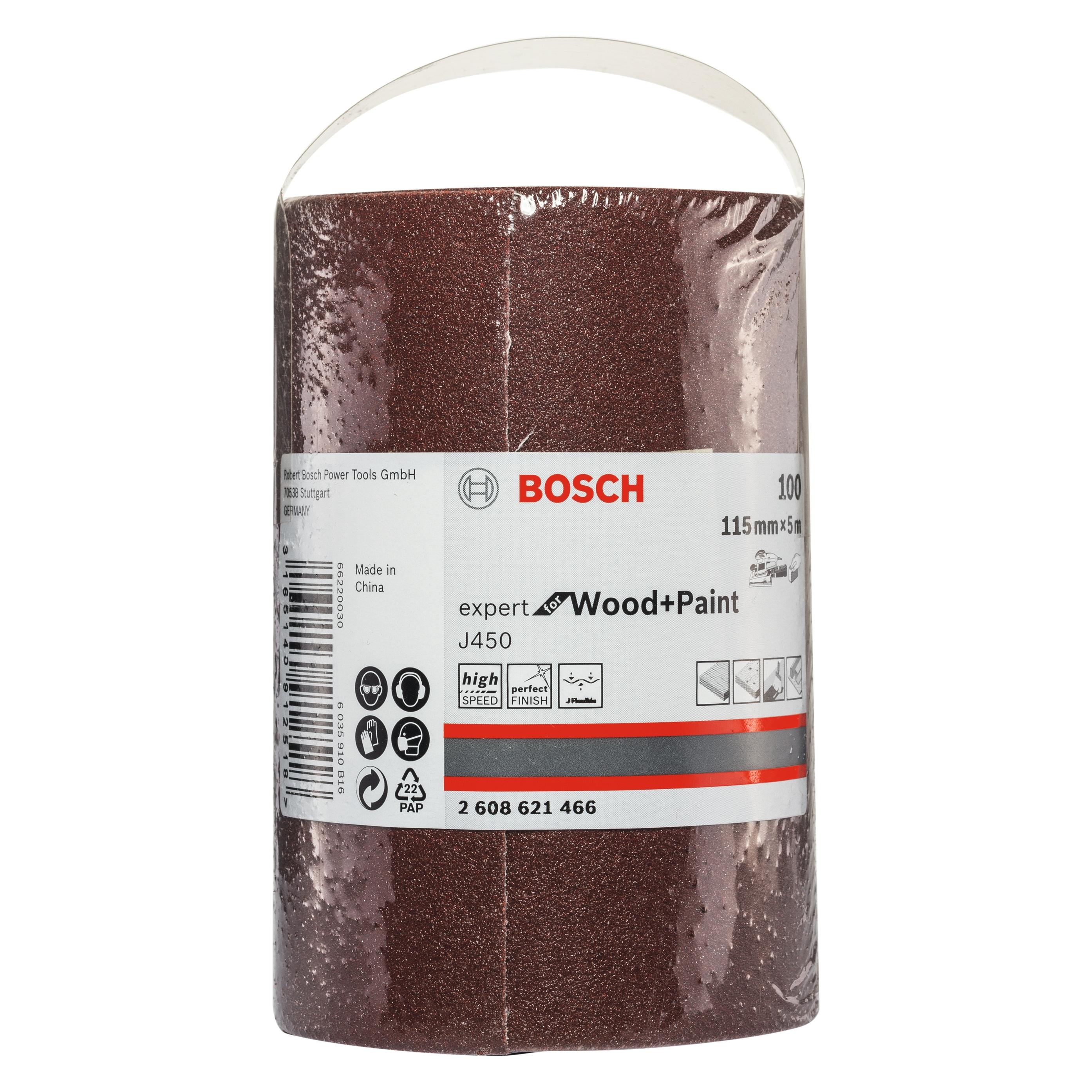 Bosch Professional Zubehör Schleifblatt J450 Expert for Wood and Paint, 115 mm x 5 m, G120 (120) (2608621467)