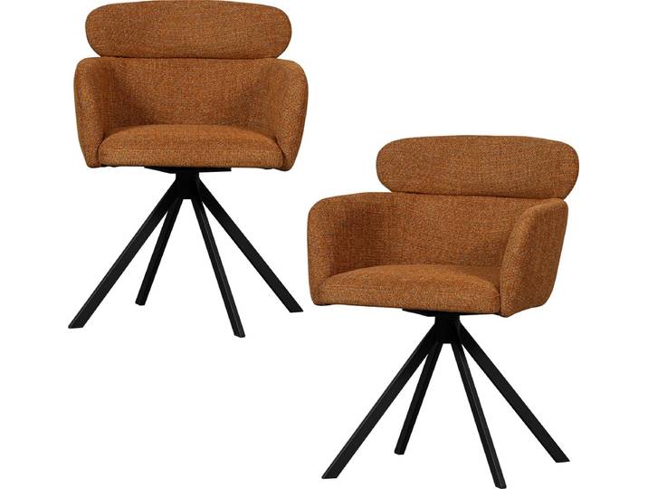 WOOOD Fenne Draaibare Eetkamerstoelen - Polyester - Ginger - Set van 2