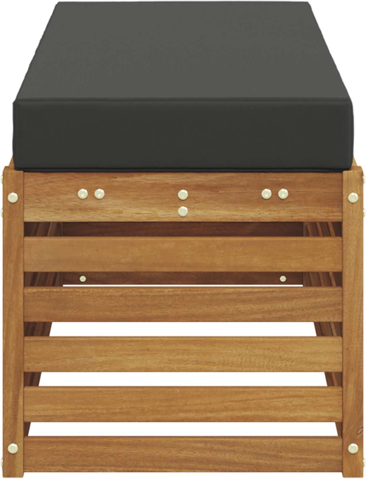 vidaXL Banc de Tabouret Bois d'Acacia Massif Naturel et Anthracite
