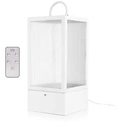 LUMIDA Casa Design-Laterne Riffelglas-Optik inkl. Fernbedienung 25x25x52cm