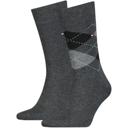 2er Pack TOMMY HILFIGER Check Socken Herren 201 - anthracite 39-42
